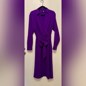 Elegant Midi Purple Dress with Pockets